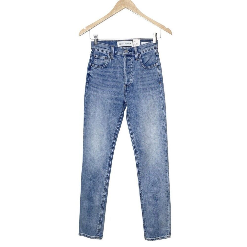 Aritzia Denim Forum Womens Size 23 High Rise Slim Ankle Blue Jeans Button Fly